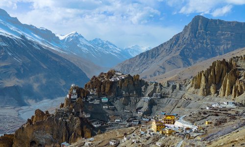 Karzak village nestled in Ladakh's majestic mountains